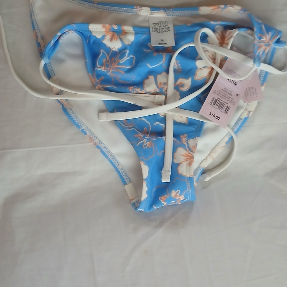 Wild Fable Blue and White Floral Bikini Bottom C119